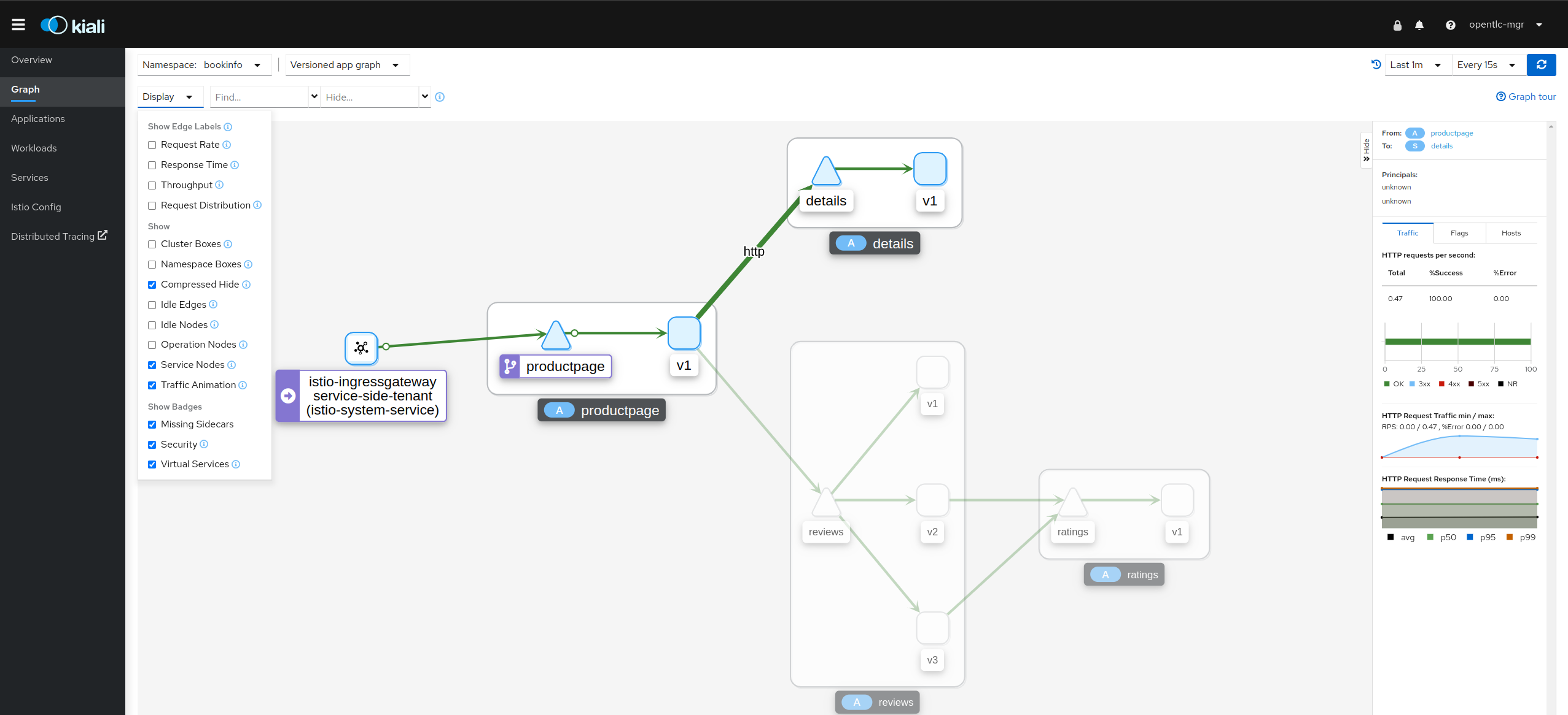 Service Mesh KIALI UI - No mTLS Security